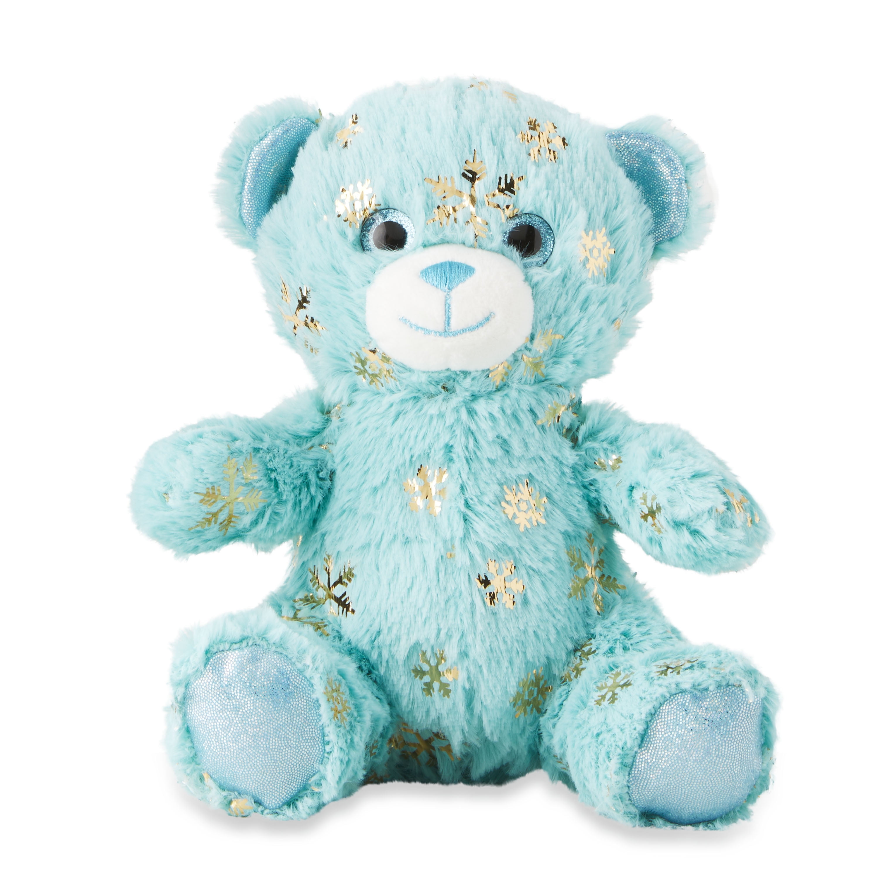 (4 pack) Snowflake Plush Stuffed Animal Toy, Blue Bear, Child, 7.5 in, by Holiday Time