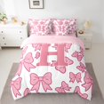 thumbnail image 2 of Castle Fairy Kids Children Pink Bow Personalized Initial H Twin Bedding Sets 7-Piece,Dreamy Princess Bow-Tie Bedding Comforter Set Microfiber,Cute Bowknot Bow Breathable Sheet Sets, 2 of 8