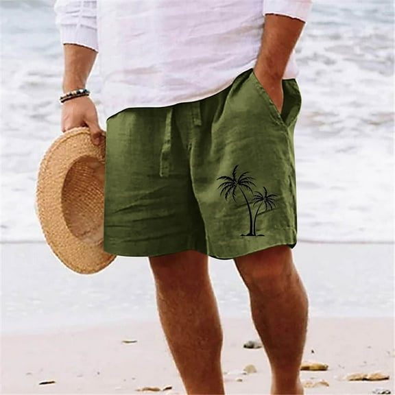 jjayotai Men's Shorts for Summer Men Casual Print Pocket Elastic Waist Straight Half Shorts Pants Sport Pants