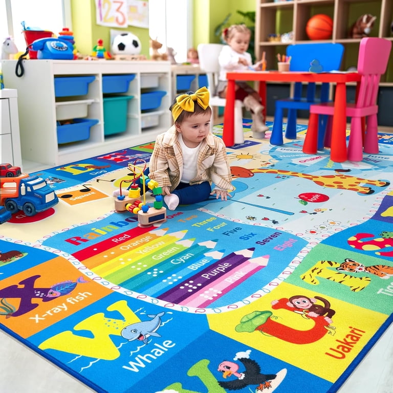 Kids Playroom Rug Large 7x10ft Educational Playroom Rug - ABC Alphabet ...