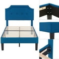 thumbnail image 4 of VECELO Upholstered Platform Bed with Height Adjustable Tufted Button Headboard/Mattress Foundation, Steel Frame, Strong Wood Slat Support, Twin, No Box Spring Needed,Blue, 4 of 7