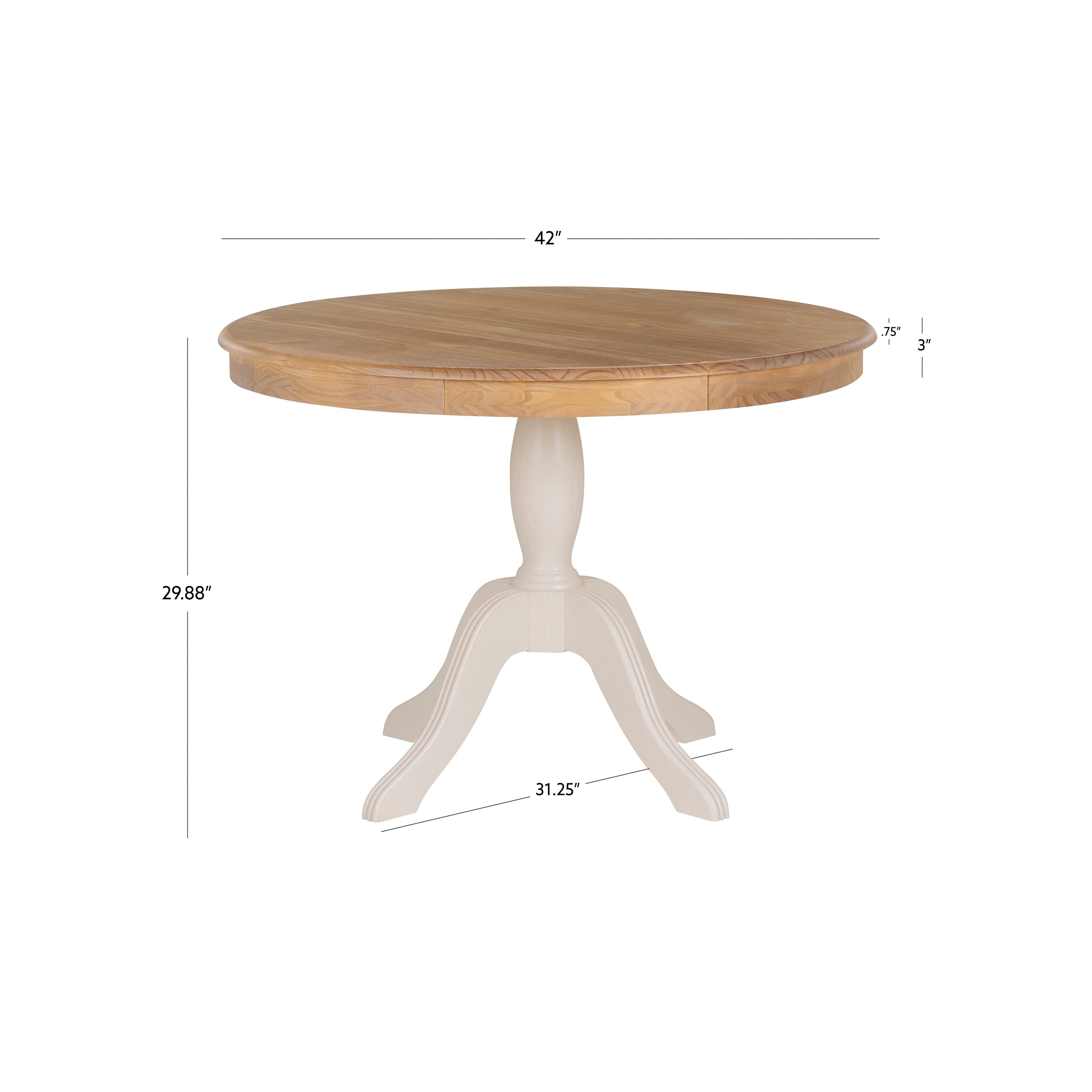 Linon Tobin Pedestal Dining Table, Natural and White