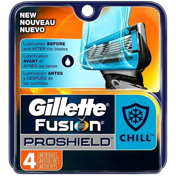 Gillette Fusion ProShield Razor Refill Cartridges, Chill 4 ea (Pack of 2)
