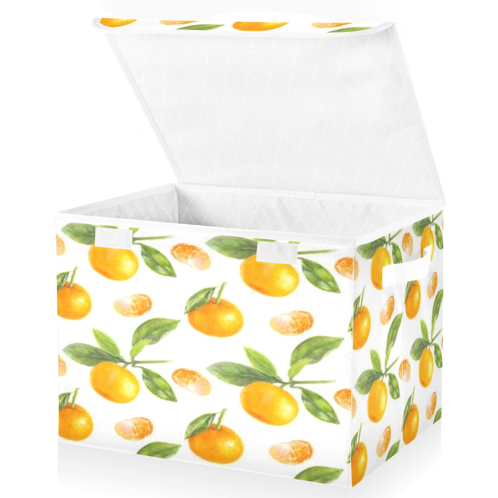 Orange citrus fruit pattern design Storage Bins with lid, Decorative Boxes for Shelves, Closet Organizer Basket with Handles, Large,