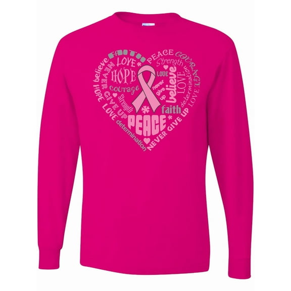 Inktastic Breast Cancer Awareness Heart Words Long Sleeve T-Shirt