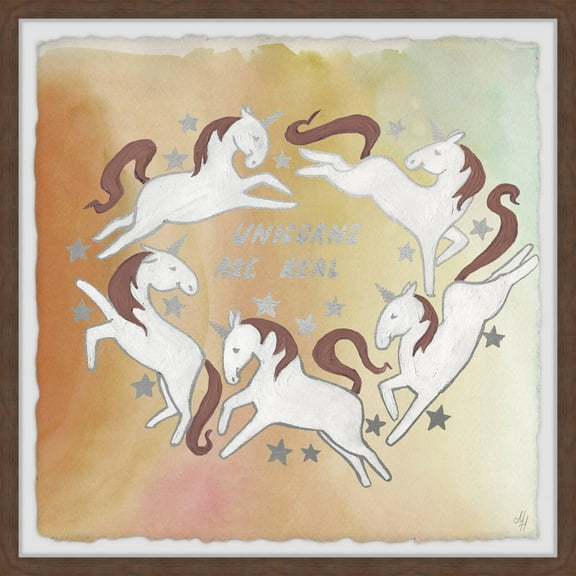 Marmont Hill Golden Unicorn Circle Framed Wall Art