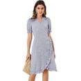 thumbnail image 1 of INSPIRE CHIC Robe Portefeuille Midi à Fleurs pour Femme à Col en V, Manches Bouffantes, Ourlet à Volants, 1 of 6