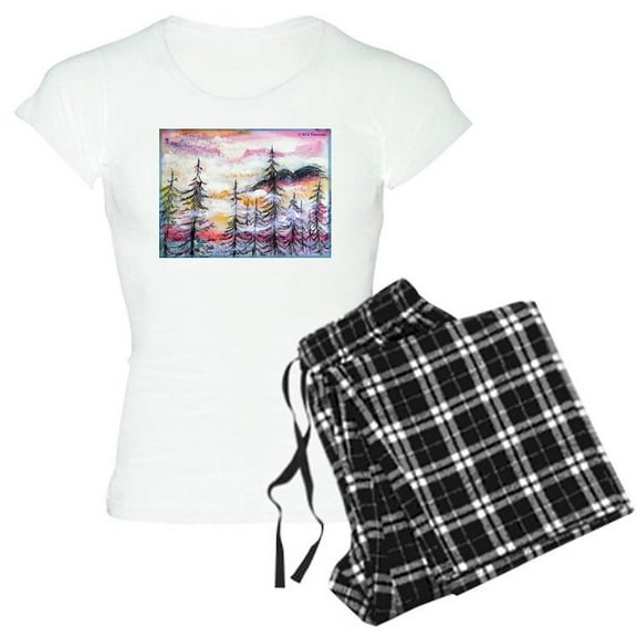 CafePress - Landscape, Colorful Art! Pajamas - Women's Short Sleeve Print T-Shirt and Pants Light Cotton Pajama Set