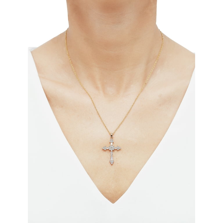 Brilliance Fine Jewelry 10K Yellow Gold Cubic Zirconia Cross Brilliance Fine Jewelry 10K Yellow Gold Cubic Zirconia Cross