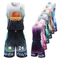 thumbnail image 2 of Camiseta de baloncesto de gran tamaño 4XS-7XL para hombres y niños 2023 nueva en 2 piezas, camiseta y pantalones cortos, ropa deportiva, uniforme de baloncesto para niños y hombres, 2 of 5