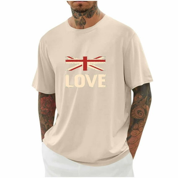 USA Flag 4th of July Independence Day American Flag Men Shirts Summer Deals Plus Size Short Sleeve Crew Neck Big and Tall Pullover Blouse Shirts for Men S-5XL