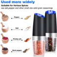 thumbnail image 2 of Electric Gravity Salt and Pepper Grinder, Rechargeable Automatic Salt and Pepper Mill Set with One-Hand Operation, Adjustable Coarseness and LED Light, 2-Pack, Black, 2 of 7