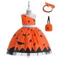 thumbnail image 4 of dmqupv Kids Girls Pageant Dress Party Child Gown Princess Tulle Dress Bag Headbands Set Orange 100, 4 of 5