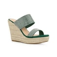 thumbnail image 1 of BLISSFUL STEP Sandales Compensées Espadrilles à Plateforme avec Strass pour Femmes Vert (Taille 6), 1 of 4