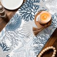 thumbnail image 3 of Lack Blue Coastal Table Runner 72 Inches, Grey Blue Sea Coral Starfish Nautical Bed Runner Dresser Scarves Tabletop for Indoor Outdoor Parties/Ceremony/Banquet, 14" x 72", 3 of 9