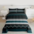 thumbnail image 2 of Homewish Fashion Stripes Lines Full Size Comforter Sets, Olive Abstract Ombre Bedding Comforter Set, Modern Square Triangle Reversible Bedding Sets, Lightweight Room Decor, 3pcs, 2 of 8