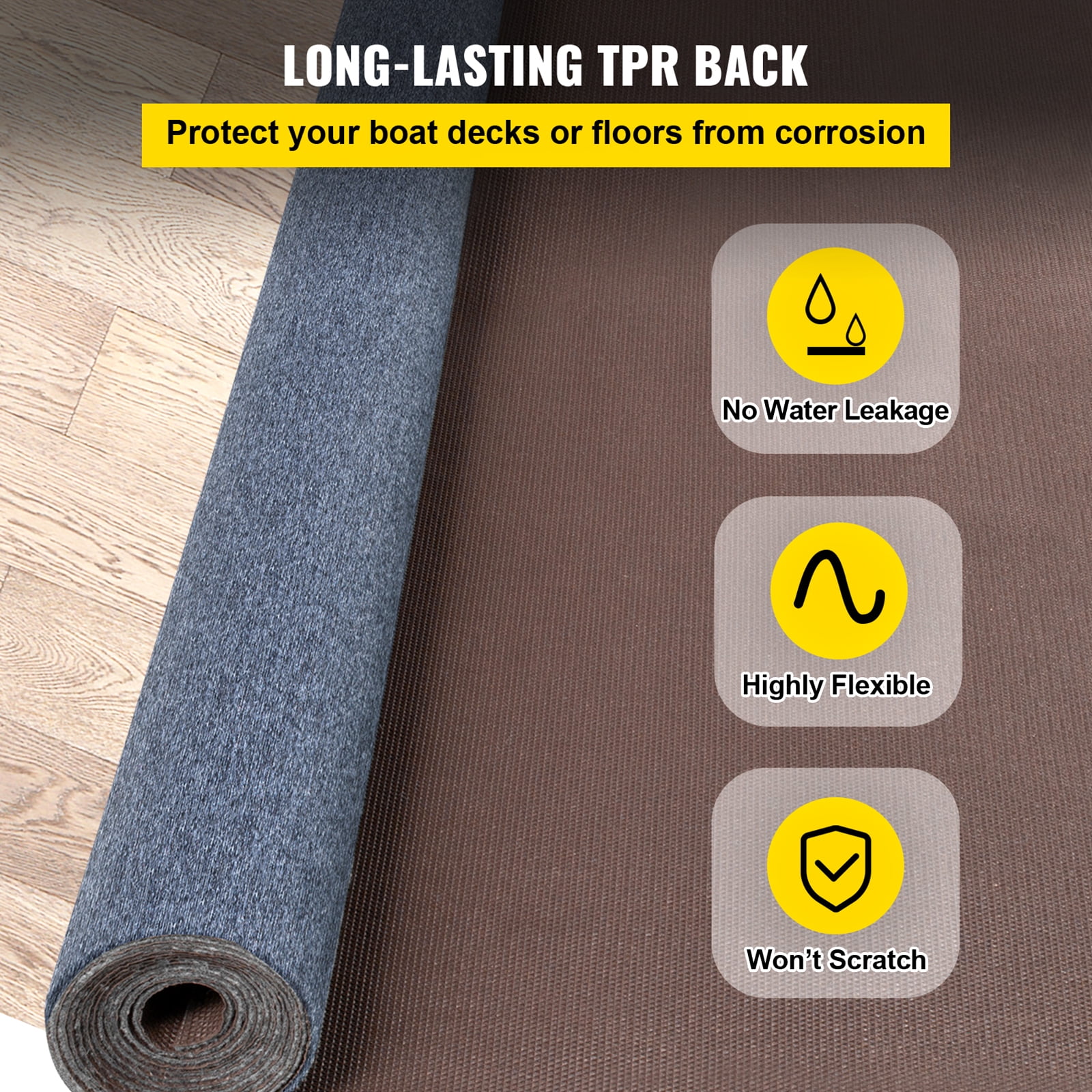 VEVOR Gray Marine Carpet 6x18' Boat Carpet Roll Cutpile In/Outdoor Patio Area Rug Deck