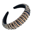 thumbnail image 1 of Sonducket Diademas con cuentas de cristal, tocado grueso de punto, aros de moda, diademas, tocados, regalo para mujer, fiesta, playa Accesorio para el cabello oro azul, 1 of 6
