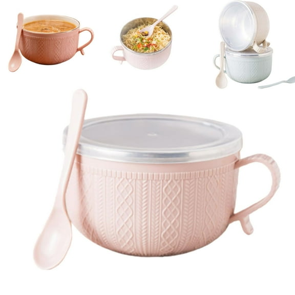 2026 New Set of (4) 25-Oz Mug Meals W/Lid-Its, 25oz Mug Meals with Lids, with Handles & Spoon for Coffee, Soups,Stews