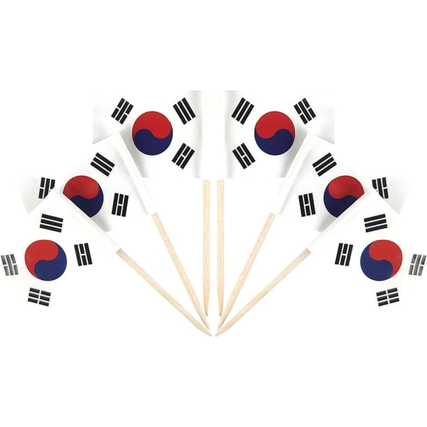 South Korea Toothpick Flag Korean Small Mini Cupcake Topper Flags,100 pcs