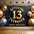 thumbnail image 4 of Golden Theme 13th Birthday Banner Decorative Design Teenager Milestone Celebration for Birthday Party Event Decoration Indoor Celebration, 4 of 6