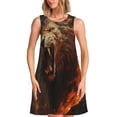 thumbnail image 1 of Easygdp Cool Flame Lion A para Vestido Transpirable de Mujer, Vestido Suelto de Manga Corta con Pliegues y Bolsillos para el Verano, 1 of 7