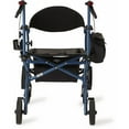 thumbnail image 2 of Medline Combination Rollator Transport Wheelchair, Folding Rolling Walker Wheel Chair, 6In Wheels, Blue Frame, 250-lb Capacity, Steel, 2 of 8