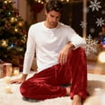 thumbnail image 6 of Dwelliawo Mens Pajamas Fleece Warm Fuzzy Lounge Pant Plush Straight Leg Soft Pj Bottoms Drawstring Winter Pajama Pants Red M, 6 of 8
