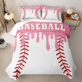 thumbnail image 2 of Homewish Pink Drippy Baseball Stitch Print Twin Quilt Set,Sports Monogram Twin Coverlet Set For Kids Boys And Girls,2pcs, 2 of 7