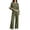A Army Green, variant on Two Piece Lounge Sets for Women Color Block Long Sleeve Crewneck Sweatshirt Wide Leg Sweatpants Trendy Vacation Travel Airport Outfits