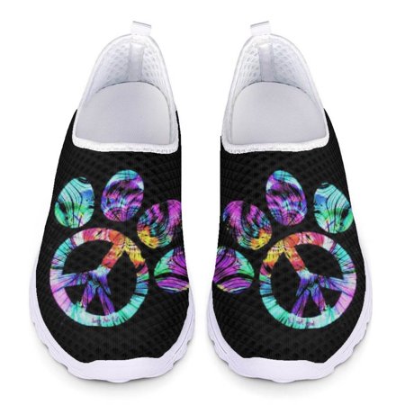 

Summer New Women s Casual Flat Shoes Hot ic Colorful Peace and Love Printed Mesh Sneakers Soft Lightweight Nurse Shoes