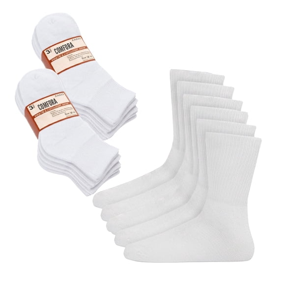 Comfora Diabetic Ankle Socks for Men and Women – 6 Pairs, Non-Binding, Seamless Toe, Cushioned Moisture-Wicking