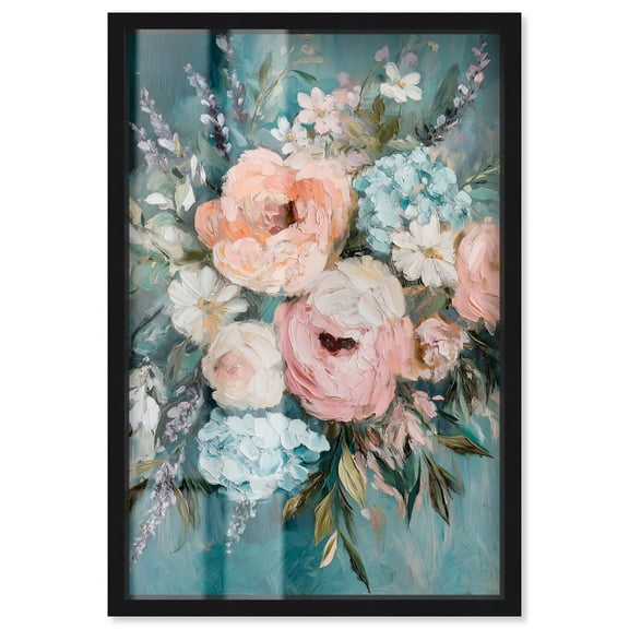 Pastel Bloom in Pink I Shadowbox Print Floral Wall Decor by Art Remedy, Black Frame, 10 x 15