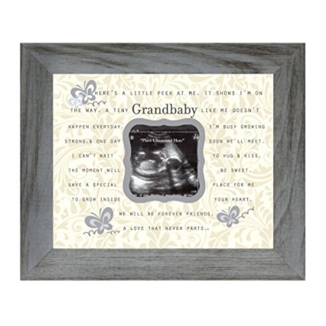 Grandbaby Poem 8 x 10 Inch Distressed Gray Picture Frame Holds 3" Photo 