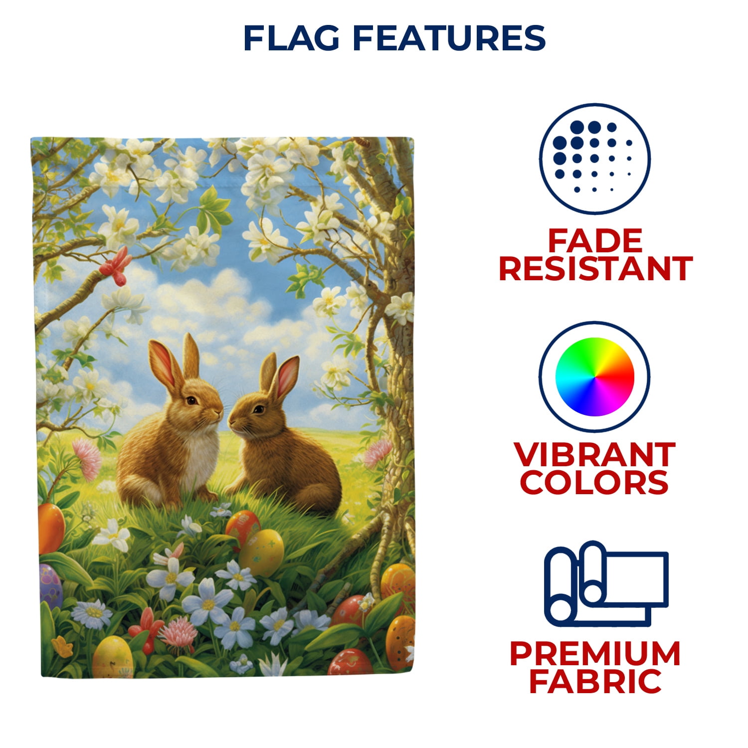 America Forever Easter Bunnies House Flag 28 x 40 inch Double Sided Rabbit Floral Farmhouse Flowers Spring Holiday Seasonal Easter Day Flags for Outdoor Yard Lawn Decoration