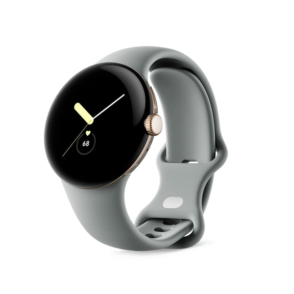 Pre-Owned Google Pixel Watch - Android Smartwatch with Activity Tracking - Heart Rate Tracking Watch - Champagne Gold Stainless Steel Case with Hazel Active Band - WI-FI