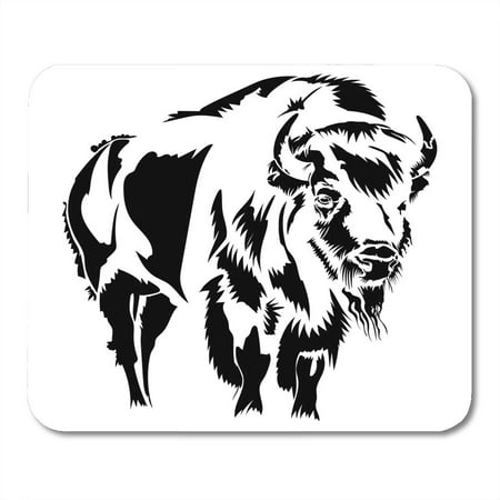American Bison Bull KDAGR White Buffalo Flat of Black Silhouette Bison American Bull Mousepad Mouse Pad Mouse Mat 9x10 inch ()