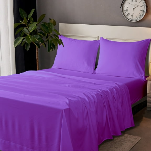 Ntbay Microfiber Bed Sheets Set - 1800 Series Soft Sheet Set- 4 Piece - Full - Purple