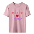 thumbnail image 4 of Fvwitlyh T-Shirts pour Femmes Imprimé Cœur de la Saint-Valentin T-Shirt Décontracté Col Rond Manches Trois-Quarts Rose,m, 4 of 5