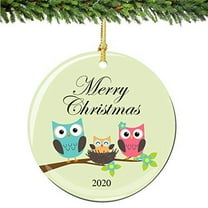 Merry Christmas Ornament 2023 Owls Family Porcelain Ornament Home Decor Christmas Decoration Gift Idea