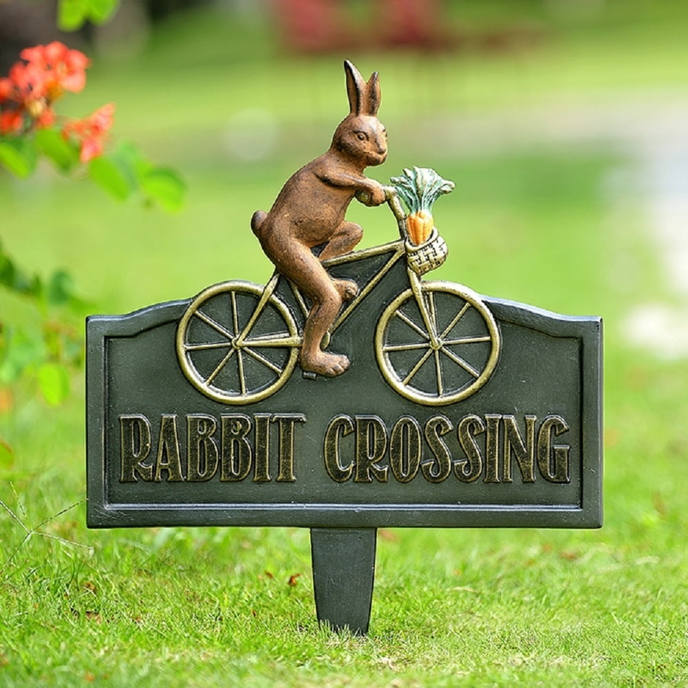 Rabbit Crossing Garden Sign 17.5"H