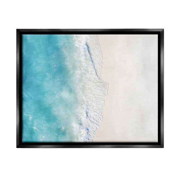 Stupell Industries Vivid Beach Aerial View Landscape Photography Black Floater Framed Canvas Art Print Wall Art, 21 x 17