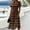 Coffee, variant on Women's Plaid & Geometric V-Neck Midi Dress - Short Sleeve Ruched Waist A-Line Dress - Retro Smart Casual Summer Dress for Campus, Work, and Daily WearYellow XXXL