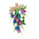 thumbnail image 3 of Guirnalda de tulipanes en forma de lágrima con lazo, adorno colgante de flores artificiales, corona de para bodas de estilo rústico, vitrina, Blanco Azul Morado, 3 of 8