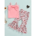 thumbnail image 2 of Seyurigaoka Girls Pants Set Sleeveless Sling Bow Decorative Tops + Floral Print Flared Trousers Cute Two Piece Set, 2 of 9