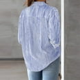 thumbnail image 5 of Jzuxvd Wrinkle Free Women's Button Down Shirts Striped Long Sleeve Collared Blouses Tops with Pocket Blue L, 5 of 8