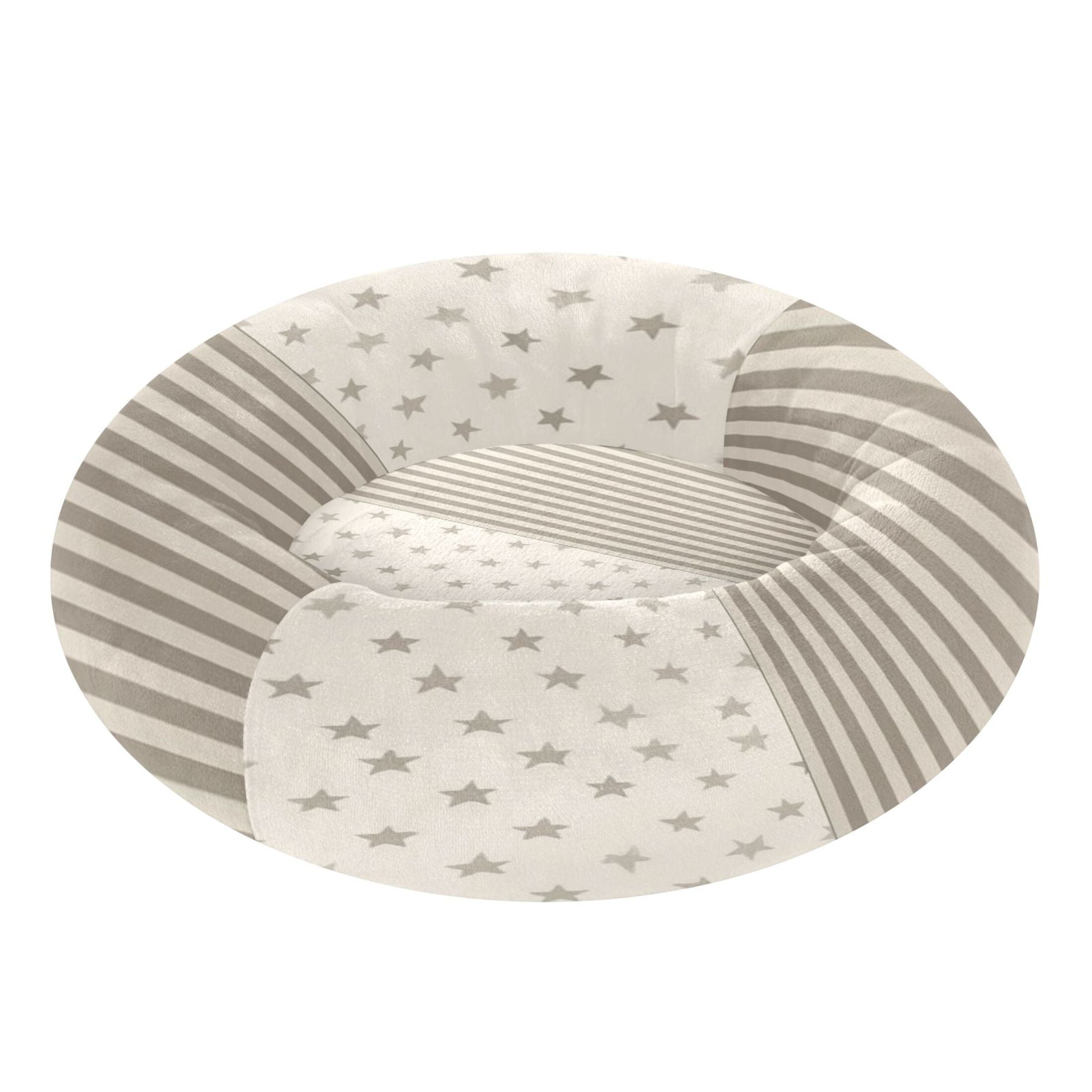 Iauyy Pet Couch Donut Cat Bed for Indoor Cats/Small Dogs Washable & Machine with Non-slip Bottom Calming Cat Furniture, Star-shaped and Striped (XS)