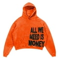 thumbnail image 4 of Men's Hop Gothic Oversize Cropped Hoodie With Y2K Letter Print Sweatshirt Casual Baggy Long Sleeve Hooded Pullover Hoodie With Kangaroo Pocket (Orange,L), 4 of 4