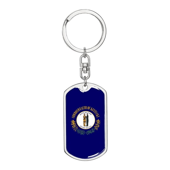 Kentucky State Flag Keychain Dog Tag Stainless Steel or 18k Gold