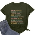 thumbnail image 5 of Lovskoo 2024 Summer Tops Womens Fashion Short Sleeve Round Neck Letter Printed T-Shirt Casual Loose Tops Shirts for Women Olive Green XL, 5 of 7